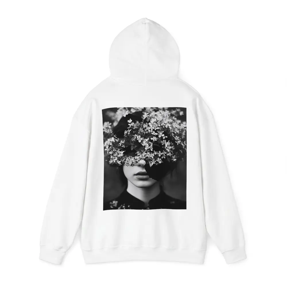 Woman Face Hidden Behind White Flowers – Hoodies