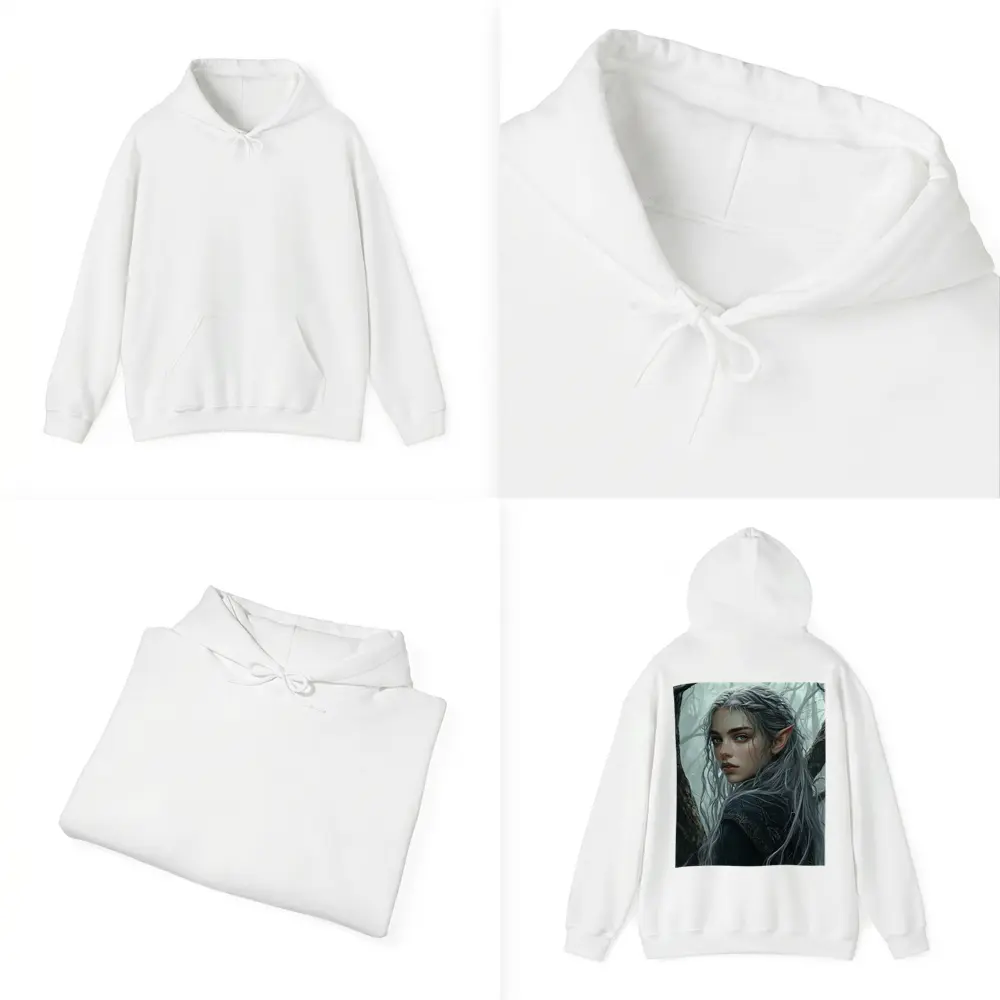 Elf Girl Silver Hair Misty Dark Forest – Hoodies