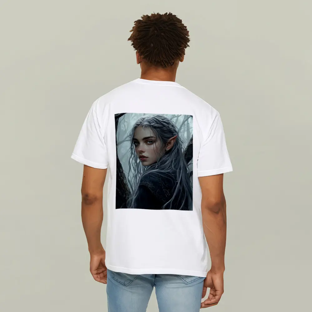Elf Girl Silver Hair Misty Dark Forest – T-Shirts