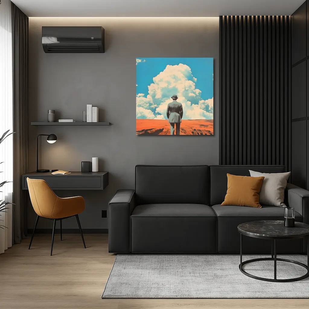 Man in Bowler Hat Desert Sky Collage – Wall Art