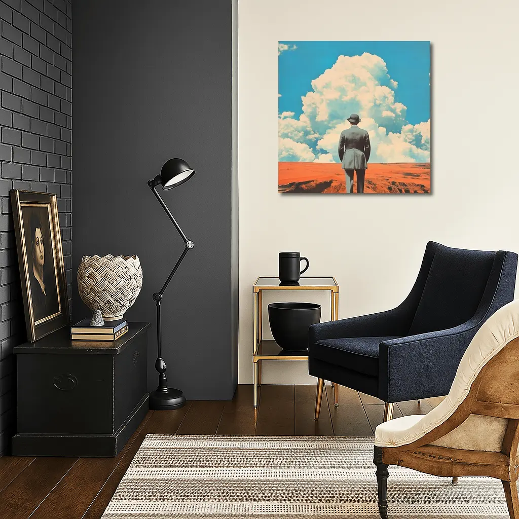 Man in Bowler Hat Desert Sky Collage – Wall Art