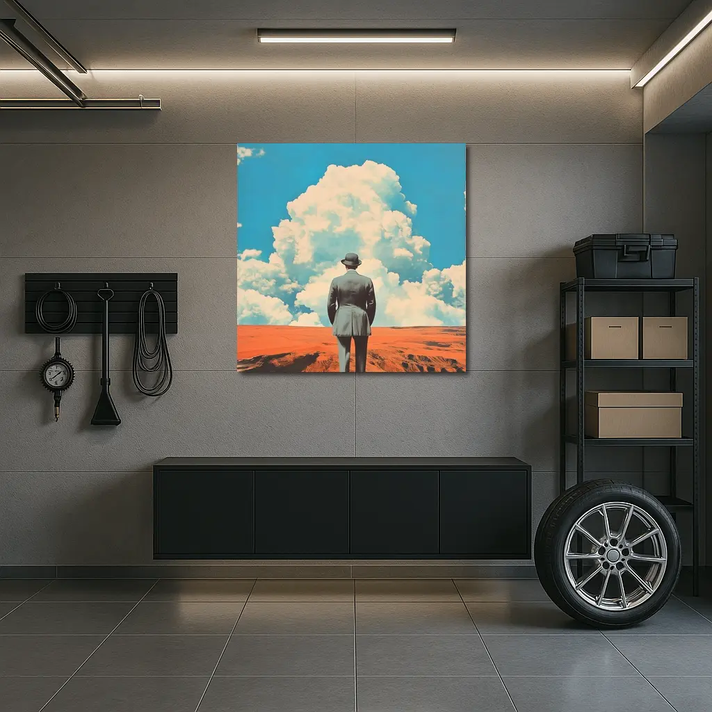 Man in Bowler Hat Desert Sky Collage – Wall Art