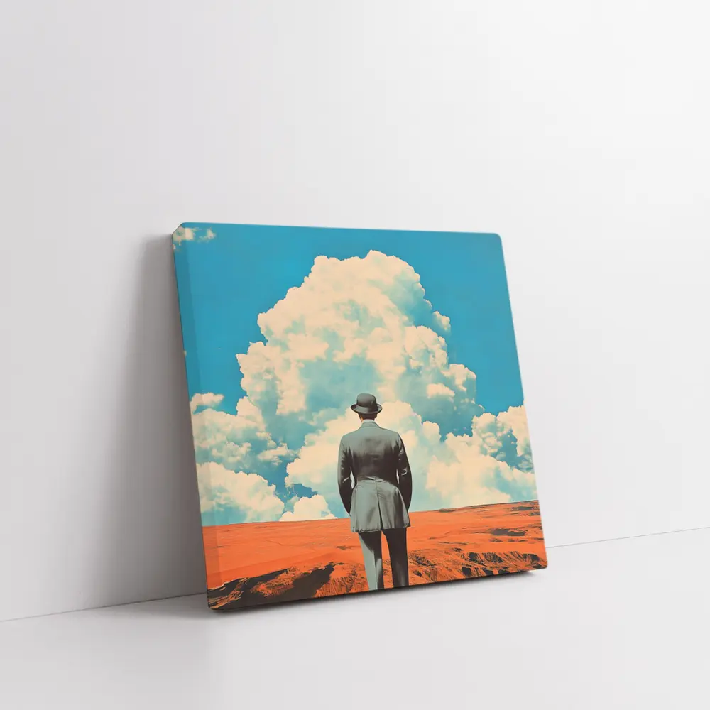 Man in Bowler Hat Desert Sky Collage – Wall Art