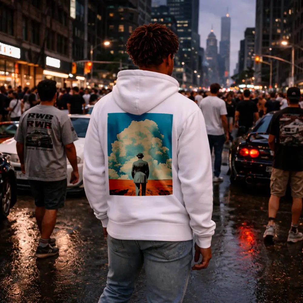 Man in Bowler Hat Desert Sky Collage – Hoodies