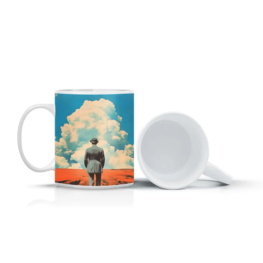 Man in Bowler Hat Desert Sky Collage – Mugs