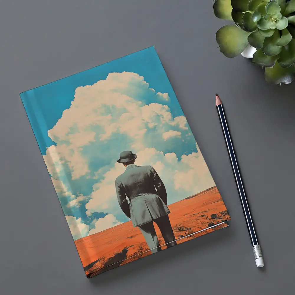 Man in Bowler Hat Desert Sky Collage – Notebooks