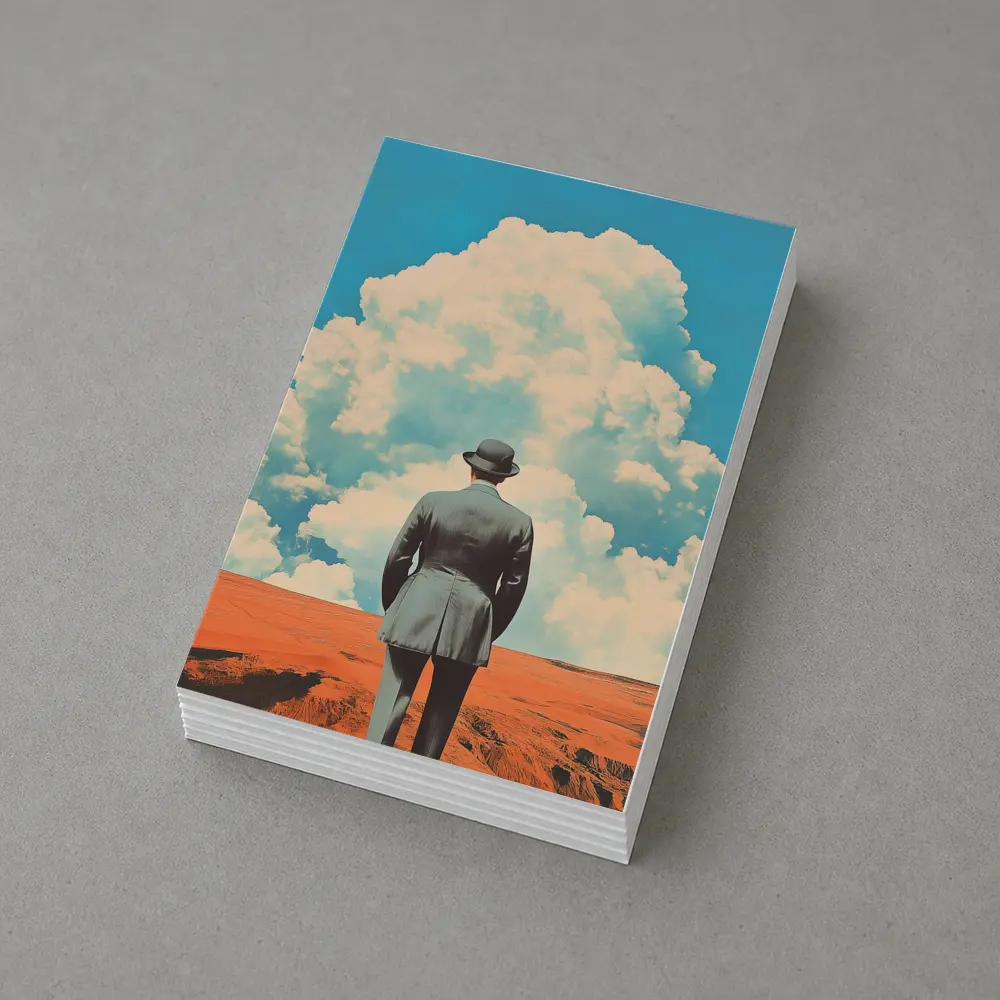 Man in Bowler Hat Desert Sky Collage – Postcards