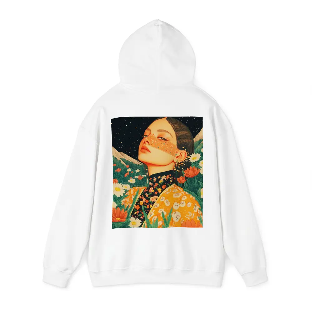 Woman In Flowers Starry Night Illustration – Hoodies