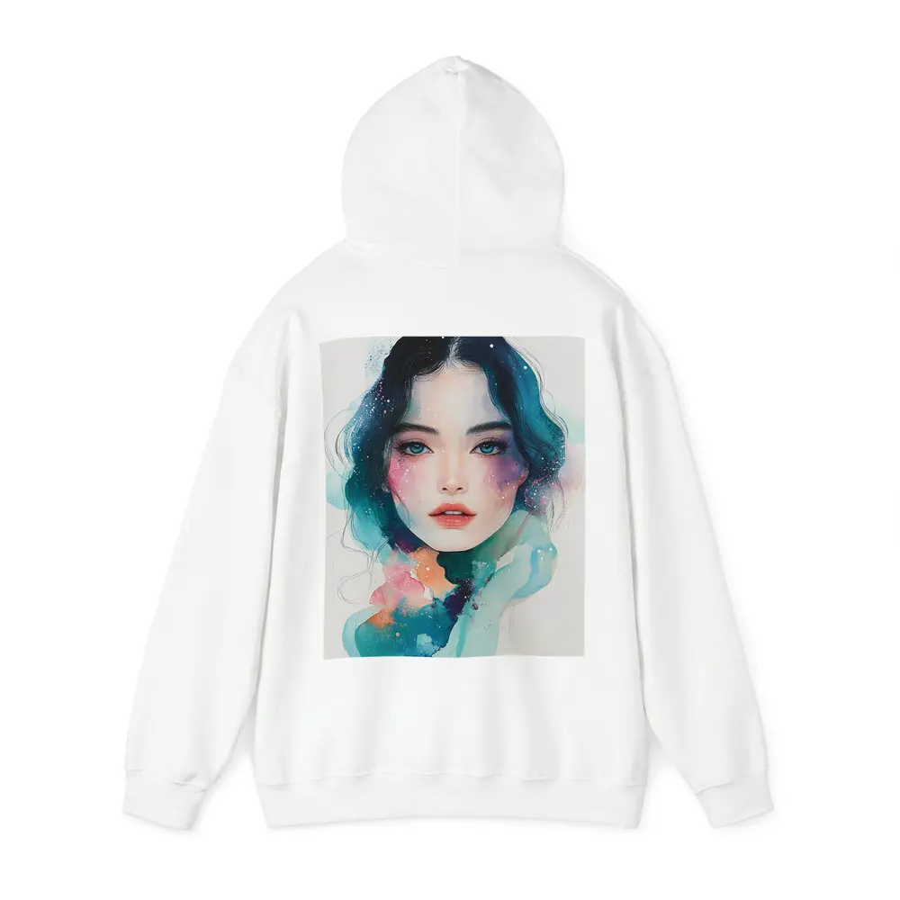 Watercolor Girl Portrait Blue Teal Galaxy – Hoodies