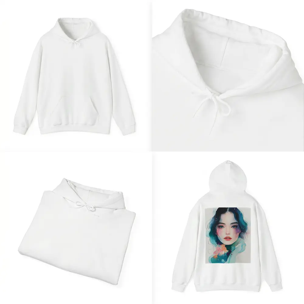 Watercolor Girl Portrait Blue Teal Galaxy – Hoodies