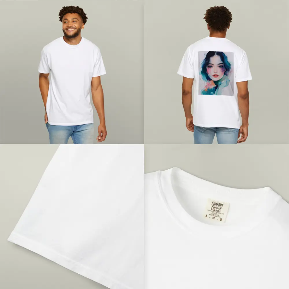 Watercolor Girl Portrait Blue Teal Galaxy – T-Shirts