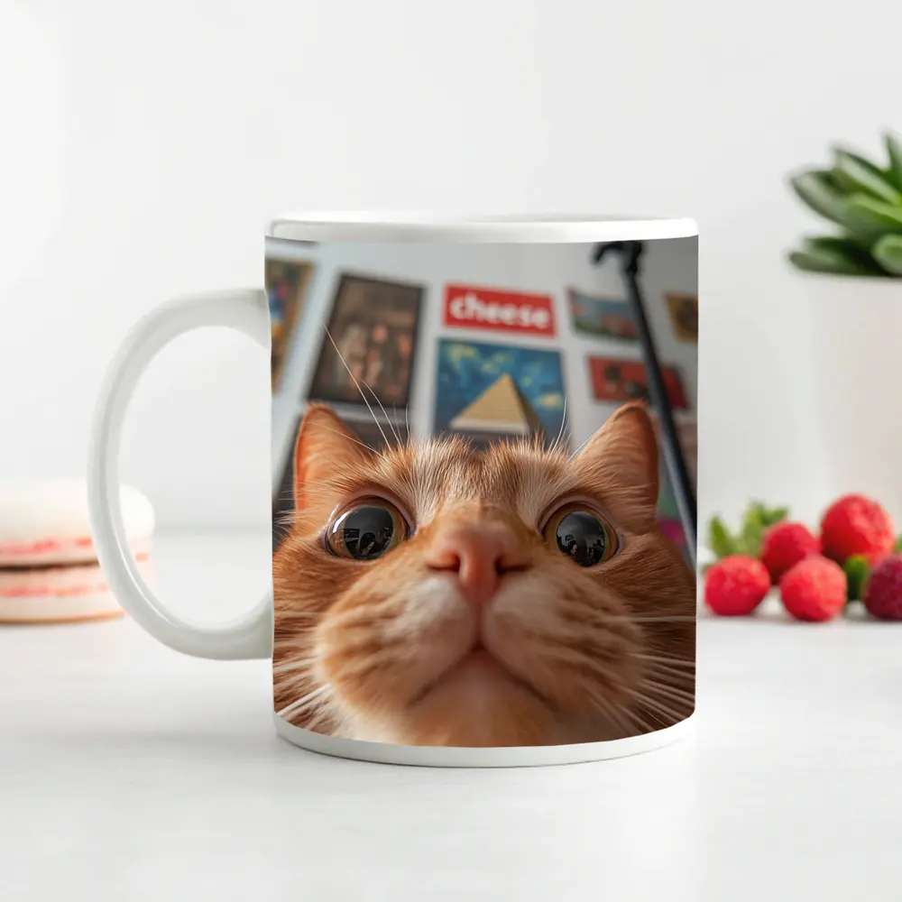 Orange Tabby Cat Close Up Selfie – Mugs