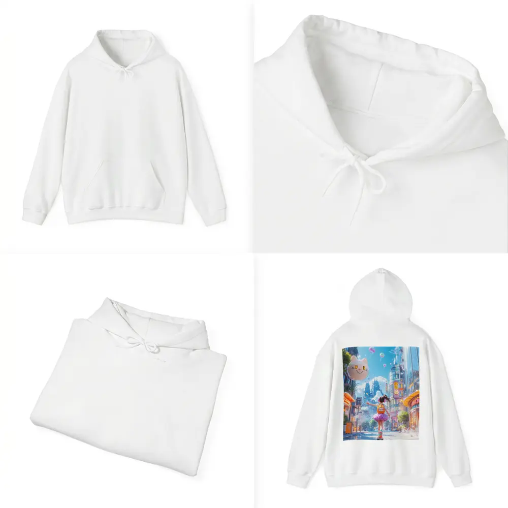 Anime Girl Skateboarding Futuristic Neon City – Hoodies