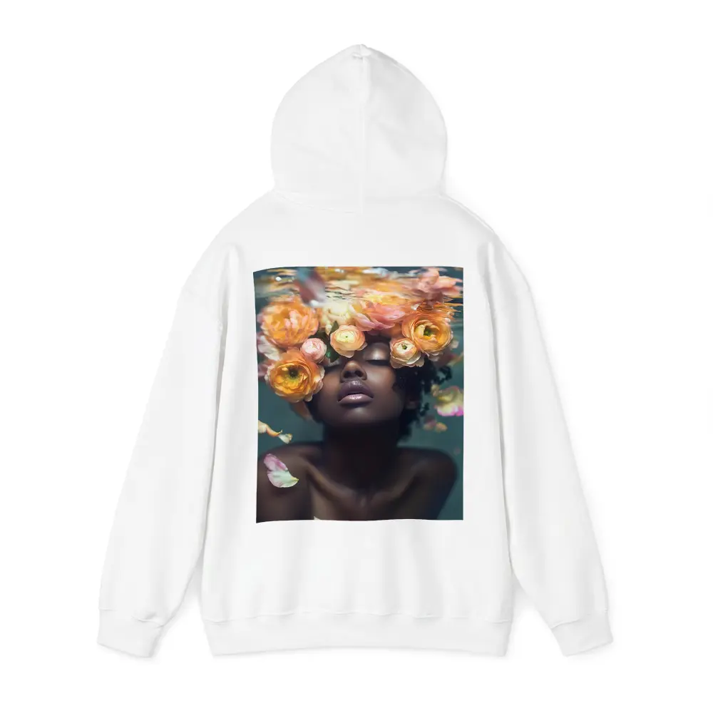 Black Woman Underwater Surrounded by Ranunculus Flowers – Hoodies