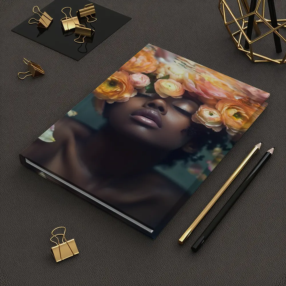 Black Woman Underwater Surrounded by Ranunculus Flowers – Notebooks