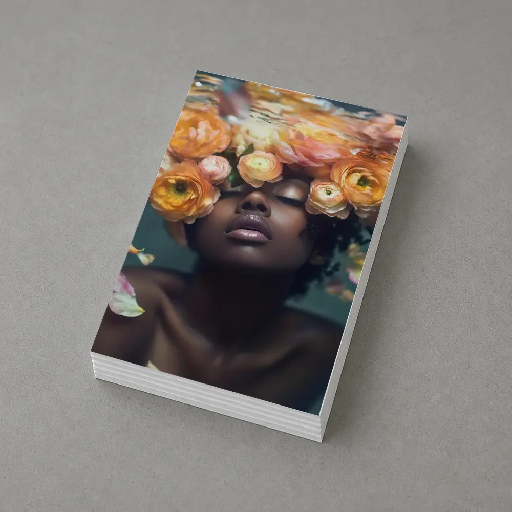 Black Woman Underwater Surrounded by Ranunculus Flowers – Postcards