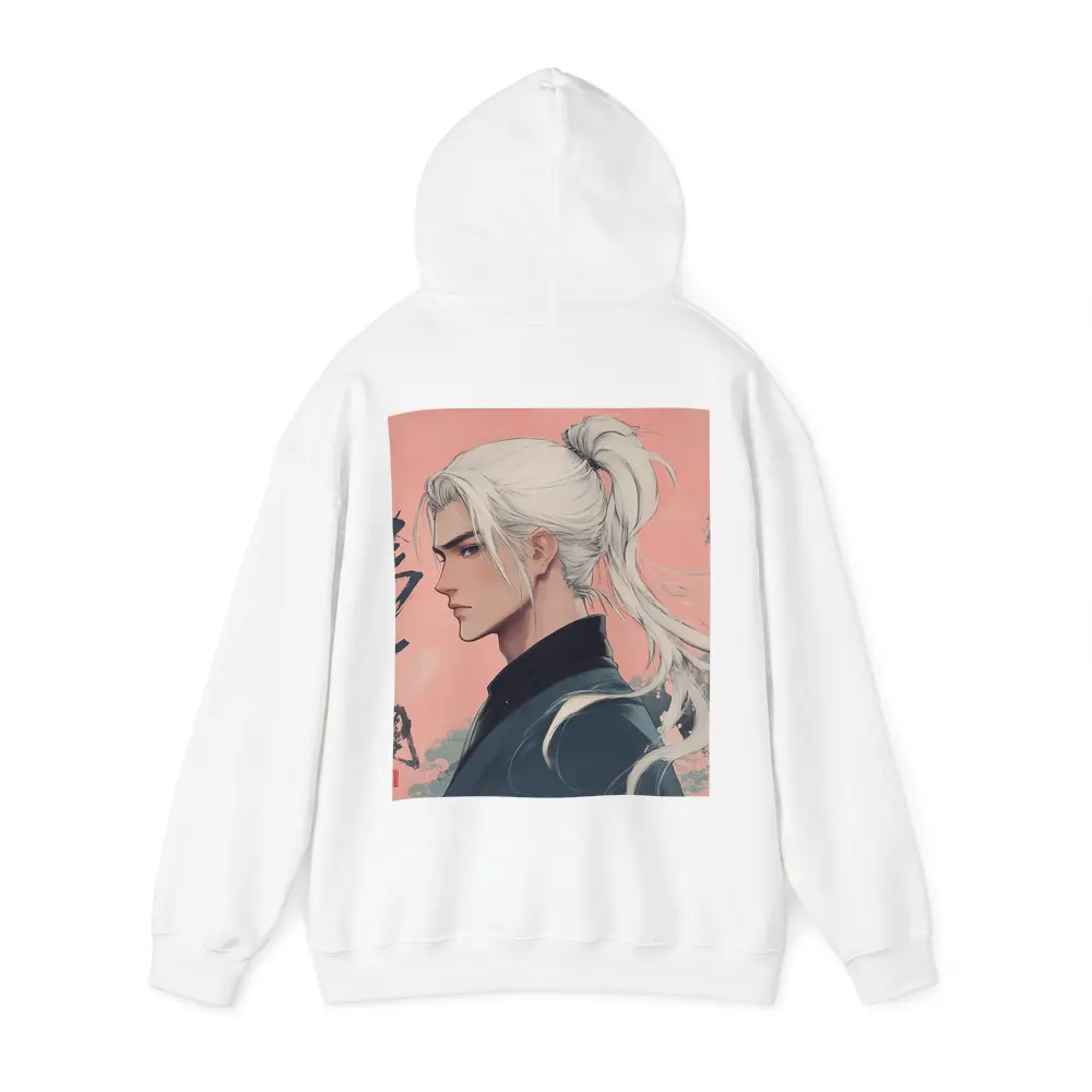 Anime Male White Hair Pink Background Art – Hoodies