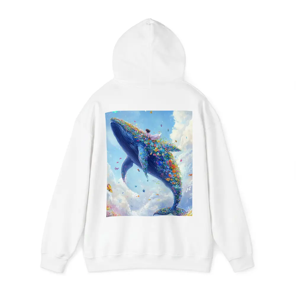 Fantasy Whale Covered In Flowers Sky – Hoodies