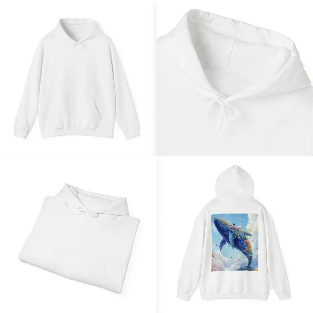 Fantasy Whale Covered In Flowers Sky – Hoodies