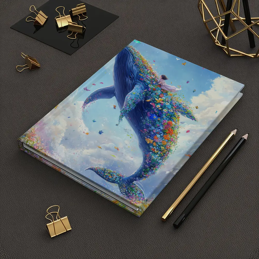 Fantasy Whale Covered In Flowers Sky – Notebooks