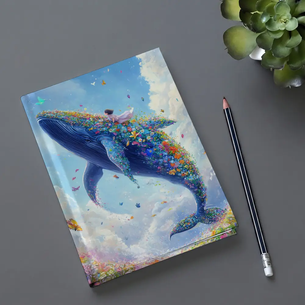 Fantasy Whale Covered In Flowers Sky – Notebooks