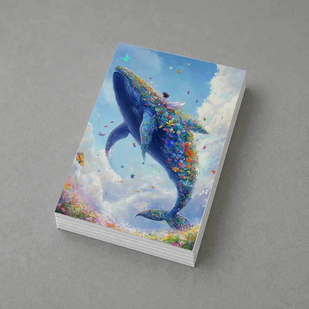 Fantasy Whale Covered In Flowers Sky – Postcards