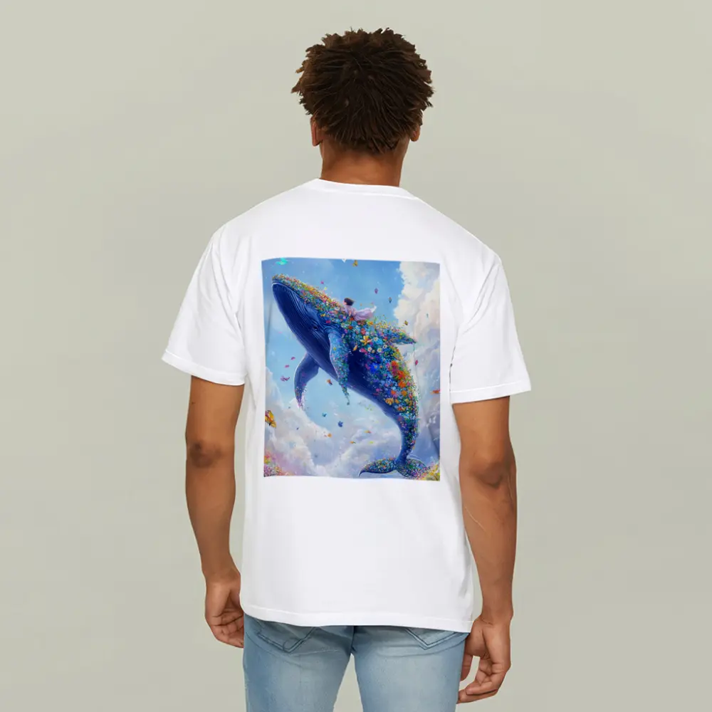 Fantasy Whale Covered In Flowers Sky – T-Shirts