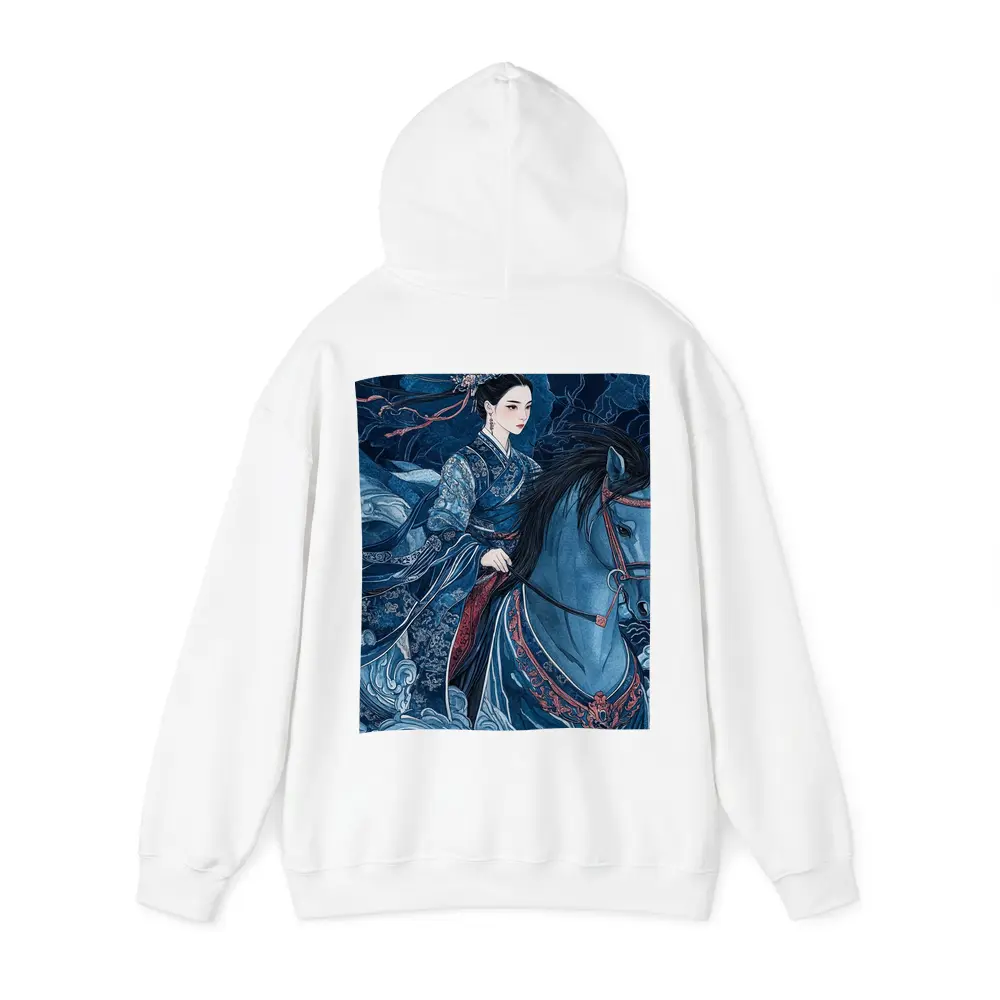 Chinese Woman Riding Blue Horse Dark Fantasy – Hoodies