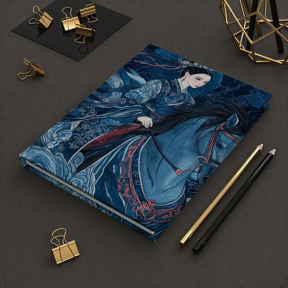 Chinese Woman Riding Blue Horse Dark Fantasy – Notebooks