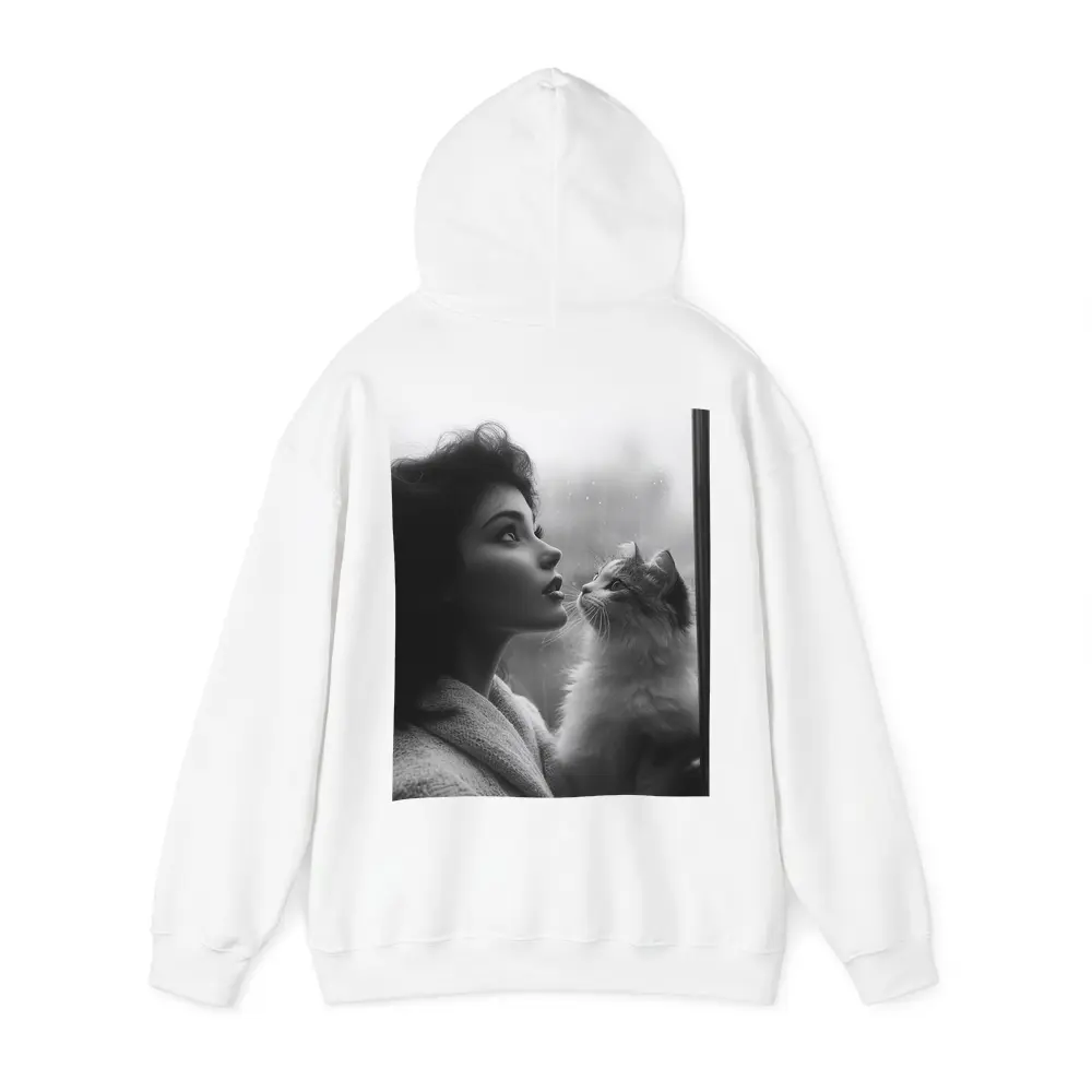 Woman and Cat by Rainy Window – Hoodies