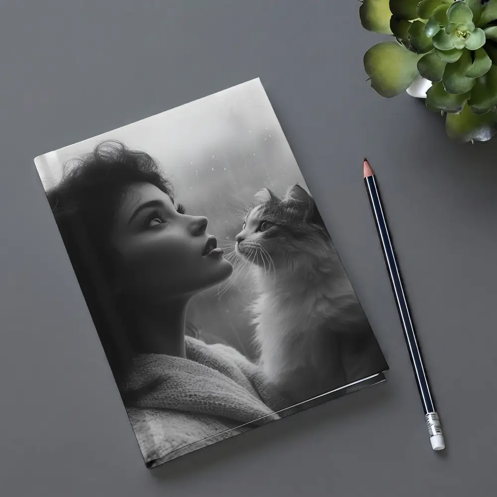 Woman and Cat by Rainy Window – Notebooks