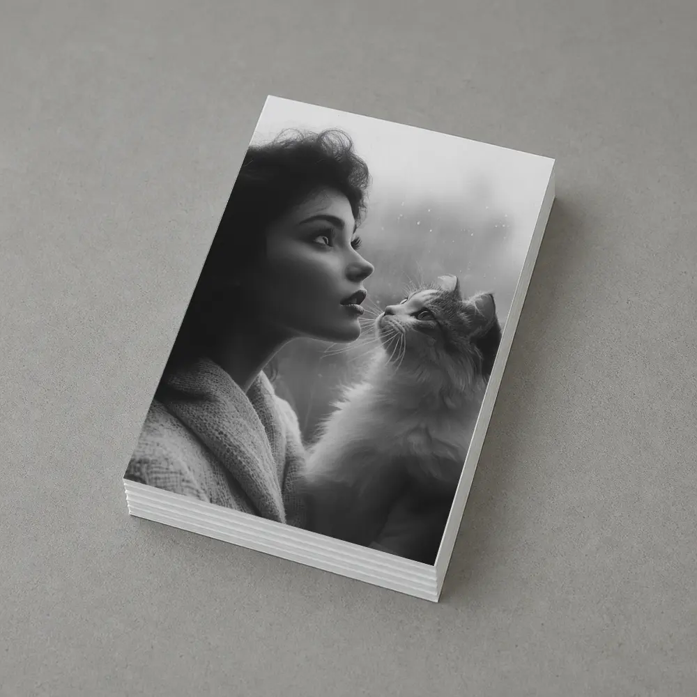 Woman and Cat by Rainy Window – Postcards