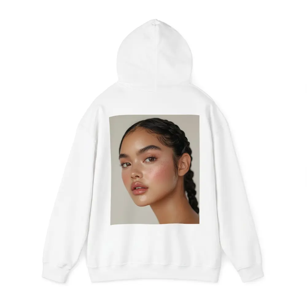 Young Woman Braids Glowy Makeup Portrait – Hoodies