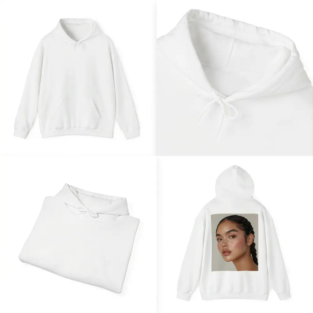 Young Woman Braids Glowy Makeup Portrait – Hoodies