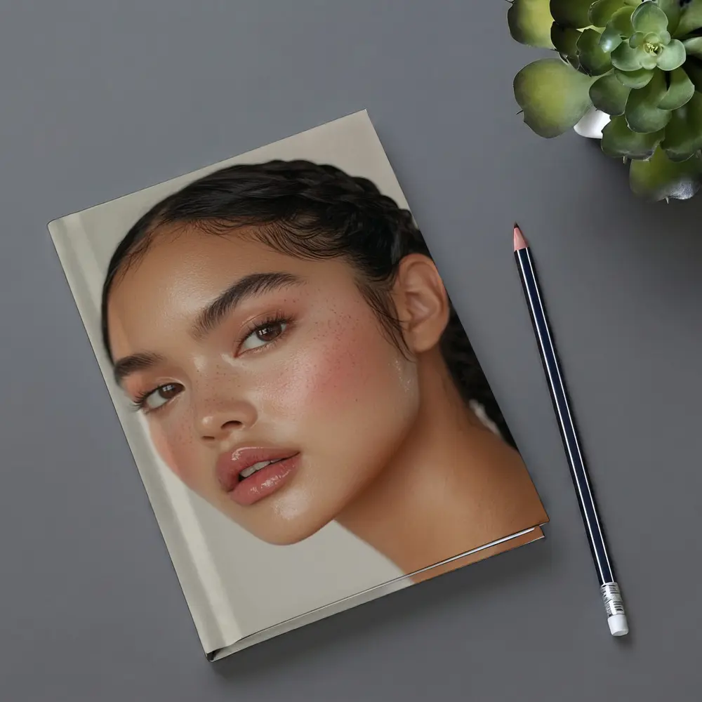 Young Woman Braids Glowy Makeup Portrait – Notebooks