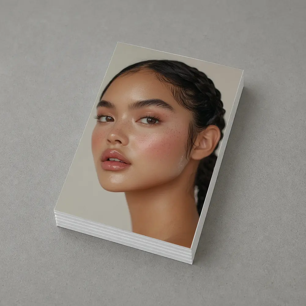 Young Woman Braids Glowy Makeup Portrait – Postcards