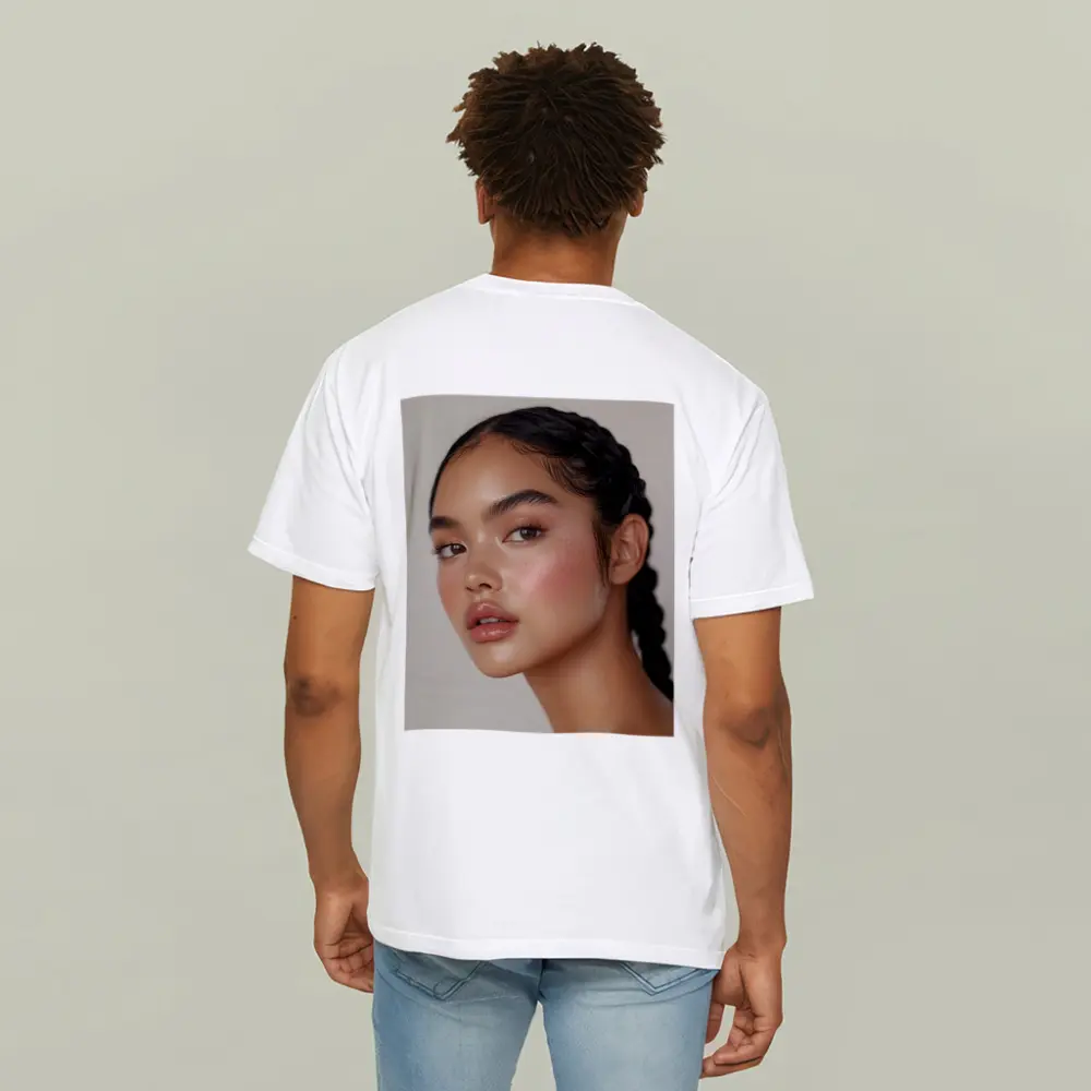 Young Woman Braids Glowy Makeup Portrait – T-Shirts