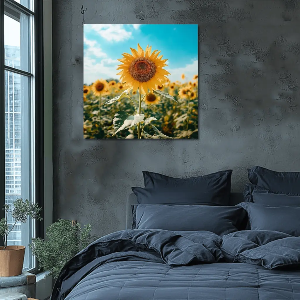 Sunflower Field Blue Sky Summer Day – Wall Art