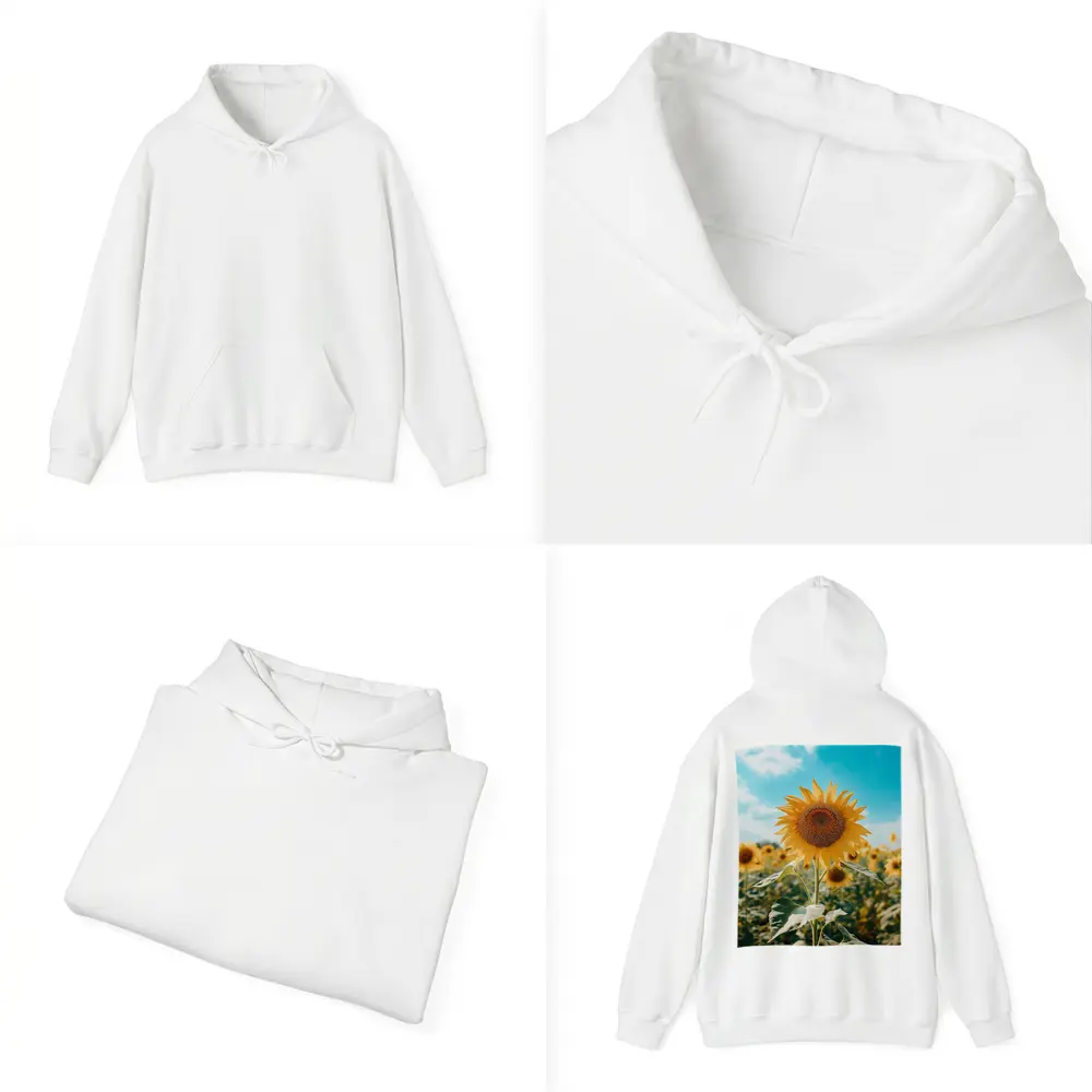 Sunflower Field Blue Sky Summer Day – Hoodies