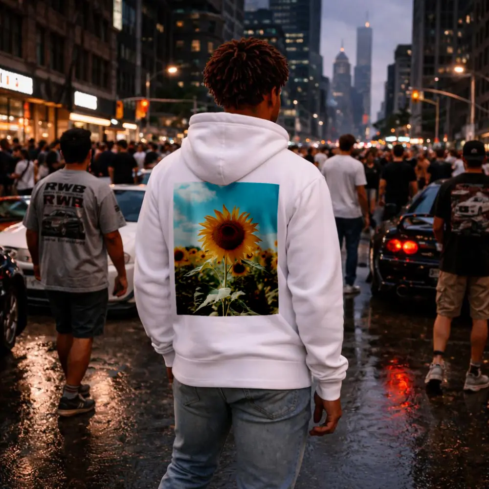 Sunflower Field Blue Sky Summer Day – Hoodies