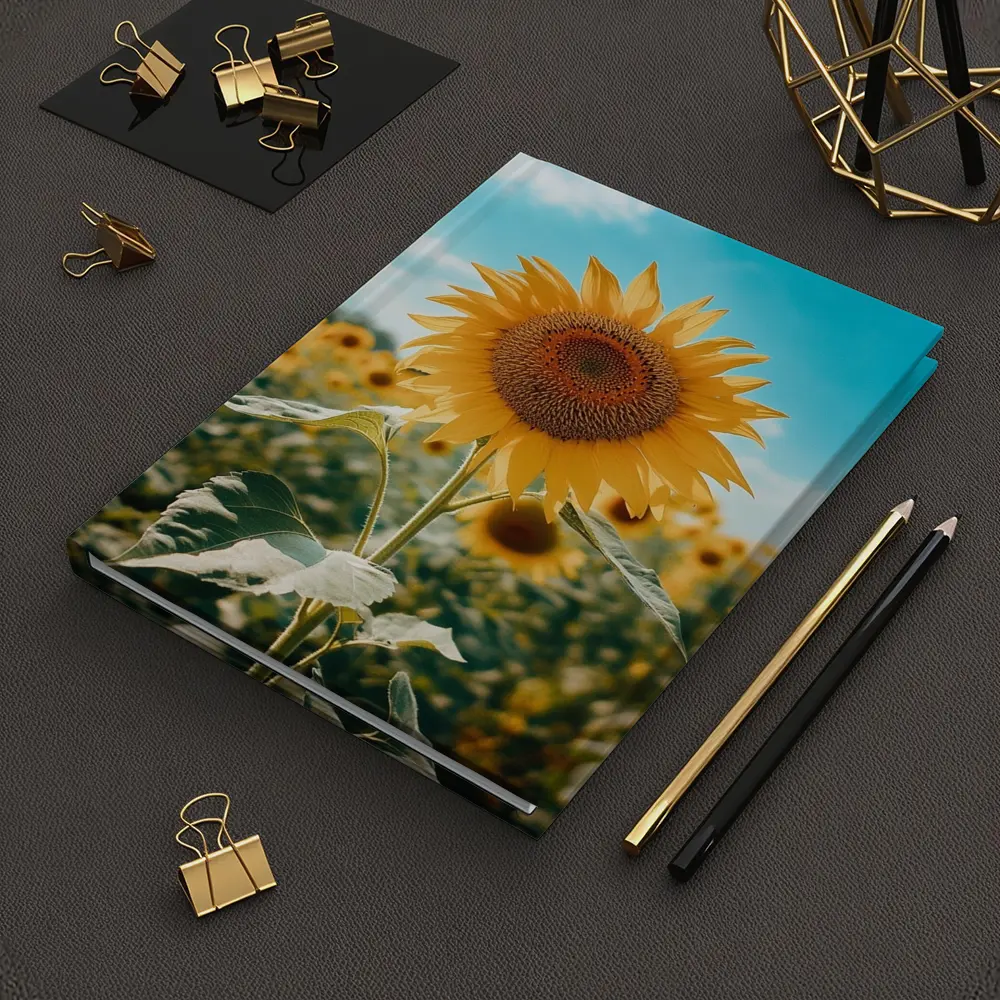 Sunflower Field Blue Sky Summer Day – Notebooks