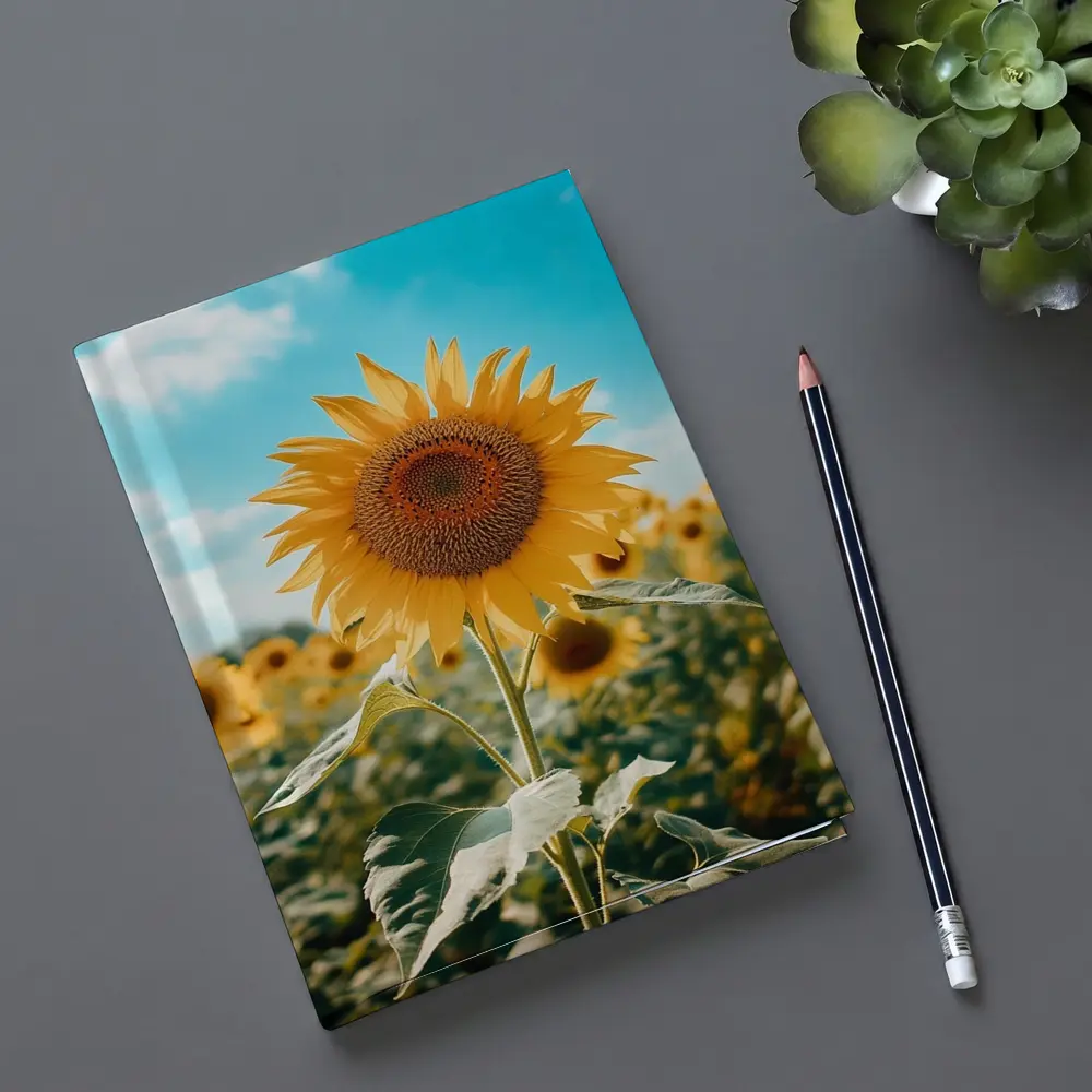 Sunflower Field Blue Sky Summer Day – Notebooks