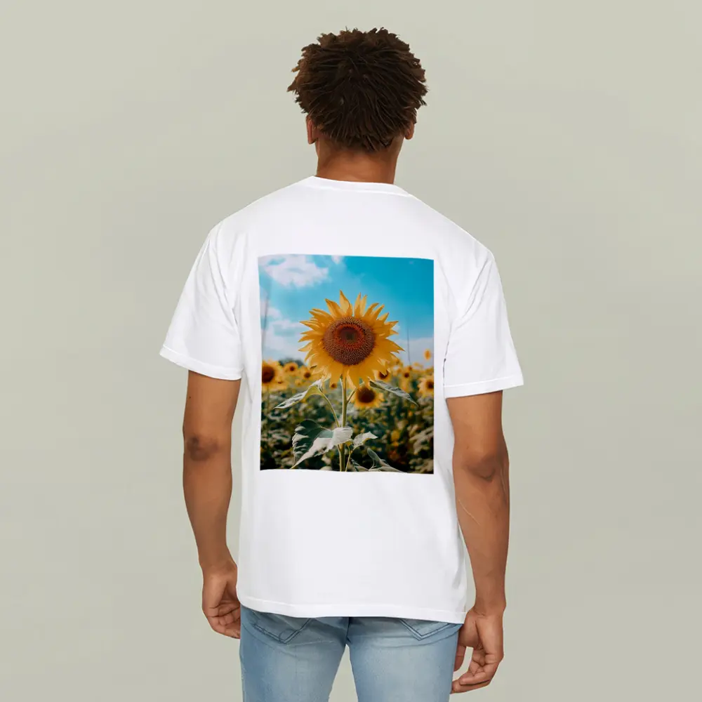 Sunflower Field Blue Sky Summer Day – T-Shirts