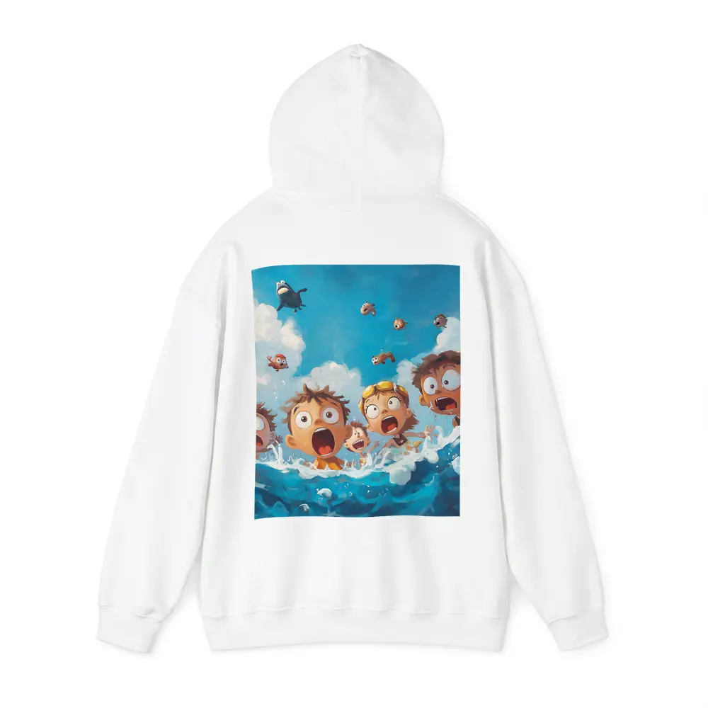 Cartoon Kids Shocked in Ocean Waves – Hoodies