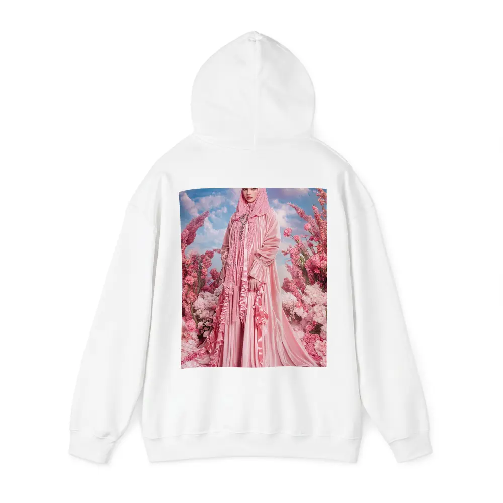 Pink Hijab Fashion Portrait Floral Background – Hoodies