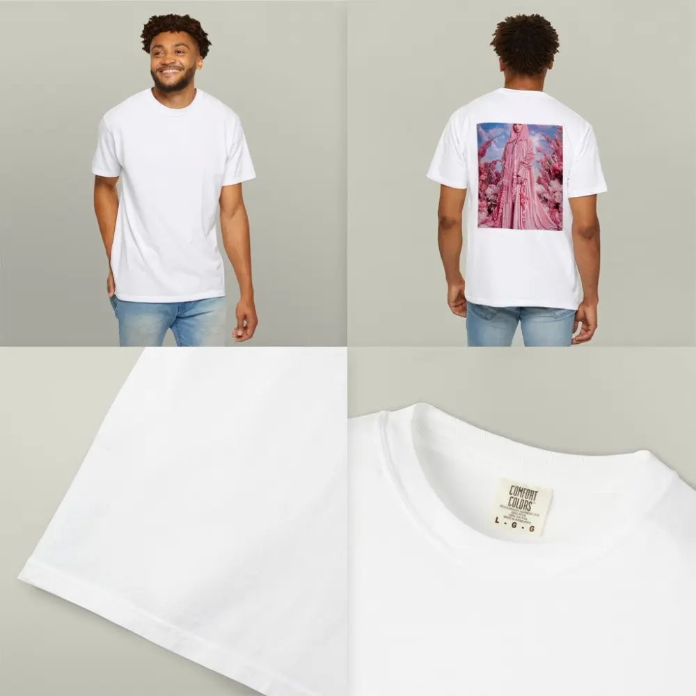 Pink Hijab Fashion Portrait Floral Background – T-Shirts