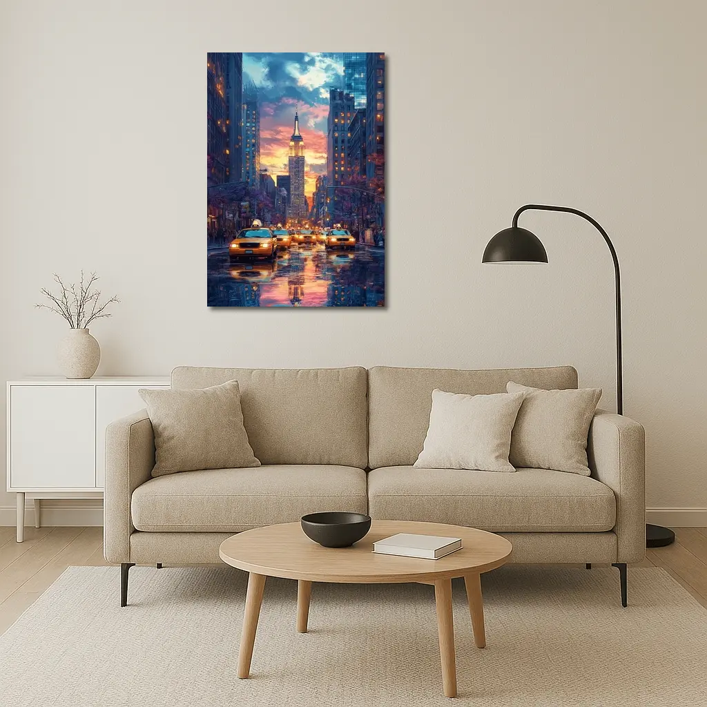 New York City Empire State Building Sunset Street – Wall Art