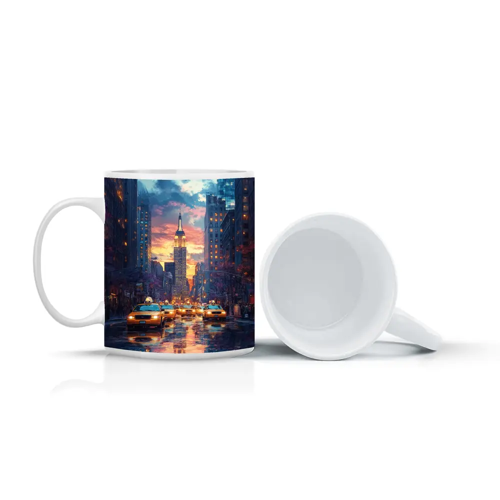 New York City Empire State Building Sunset Street – Mugs