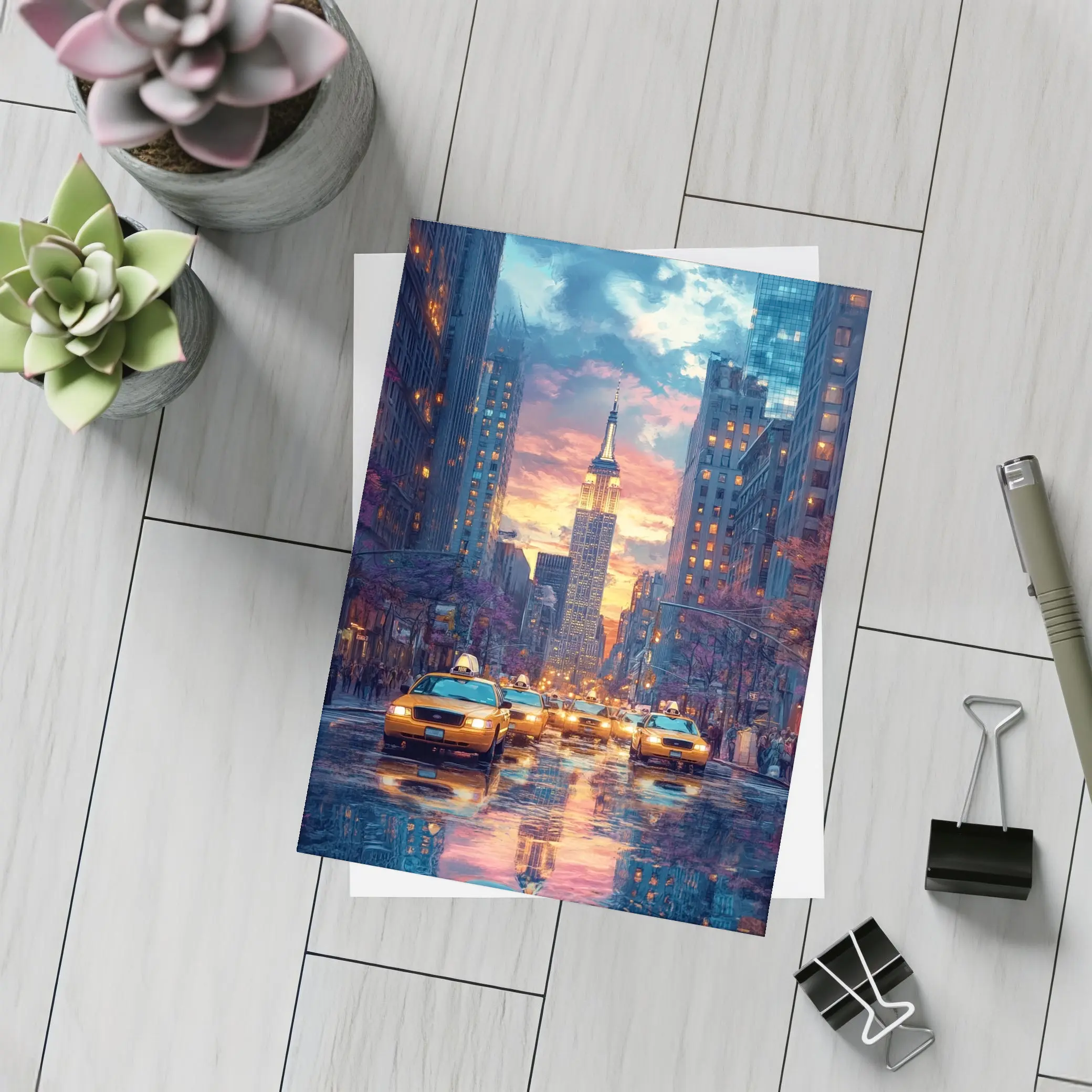 New York City Empire State Building Sunset Street – Postcards