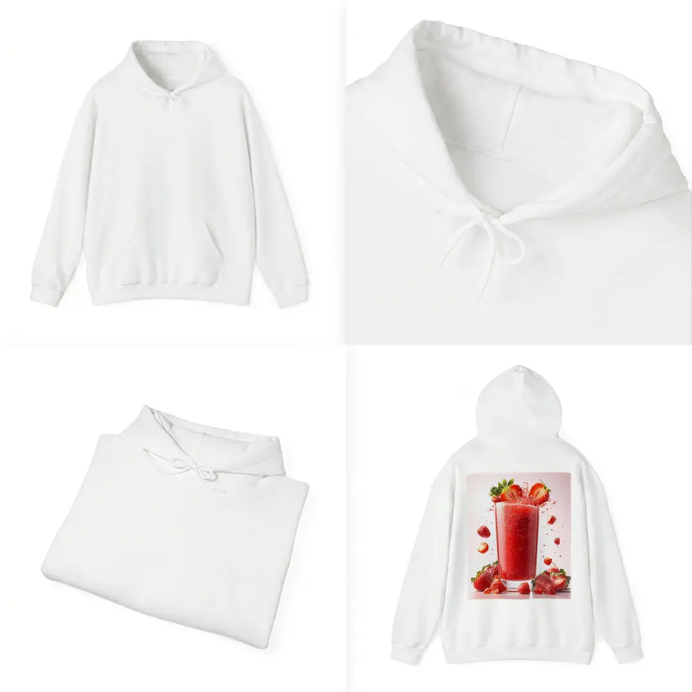 Fresh Strawberry Juice Glass Red Background – Hoodies